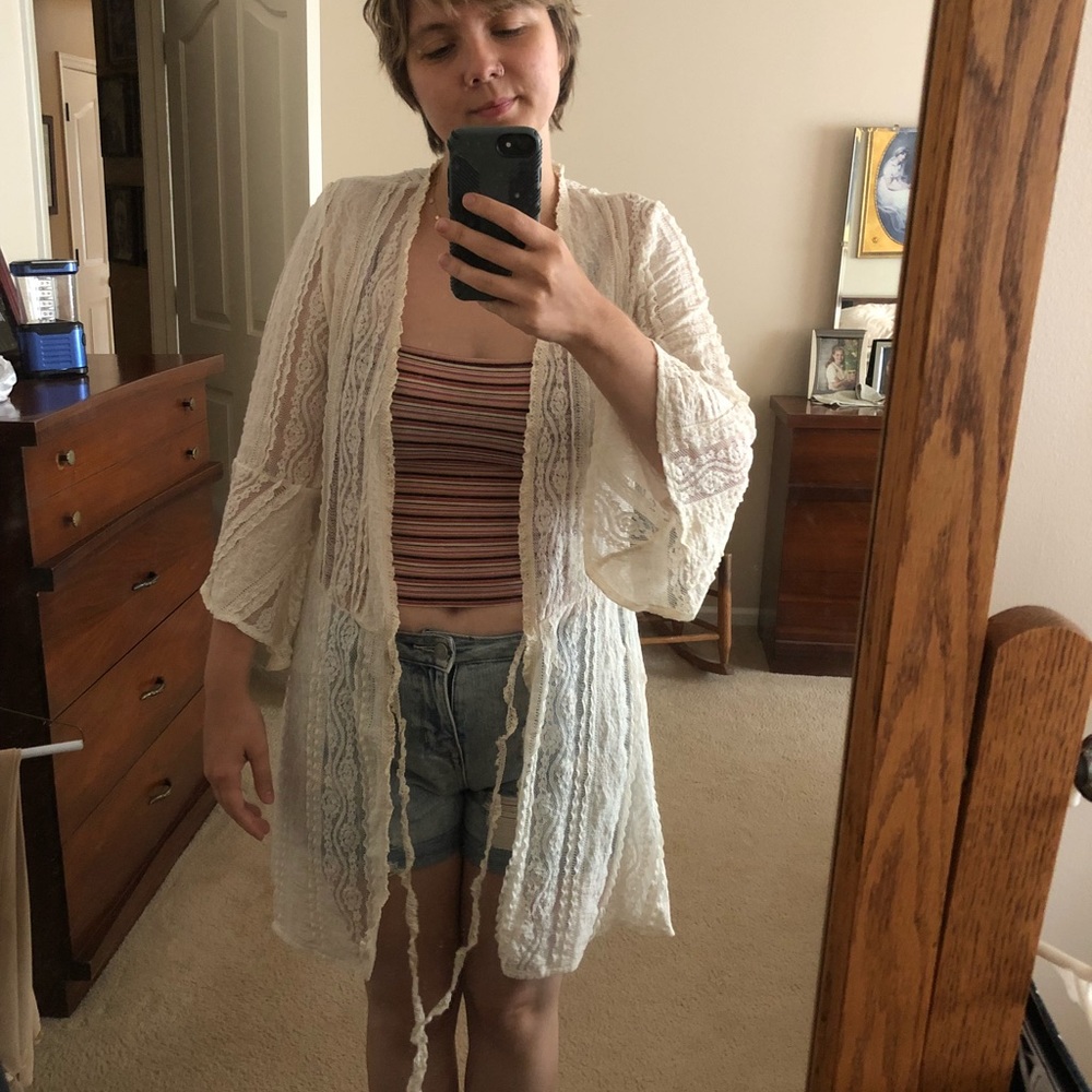 Lace kimono shawl